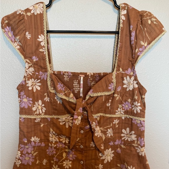 Free People Call Me Baby Blouse In Meerkat Combo Size Medium - Picture 3 of 9
